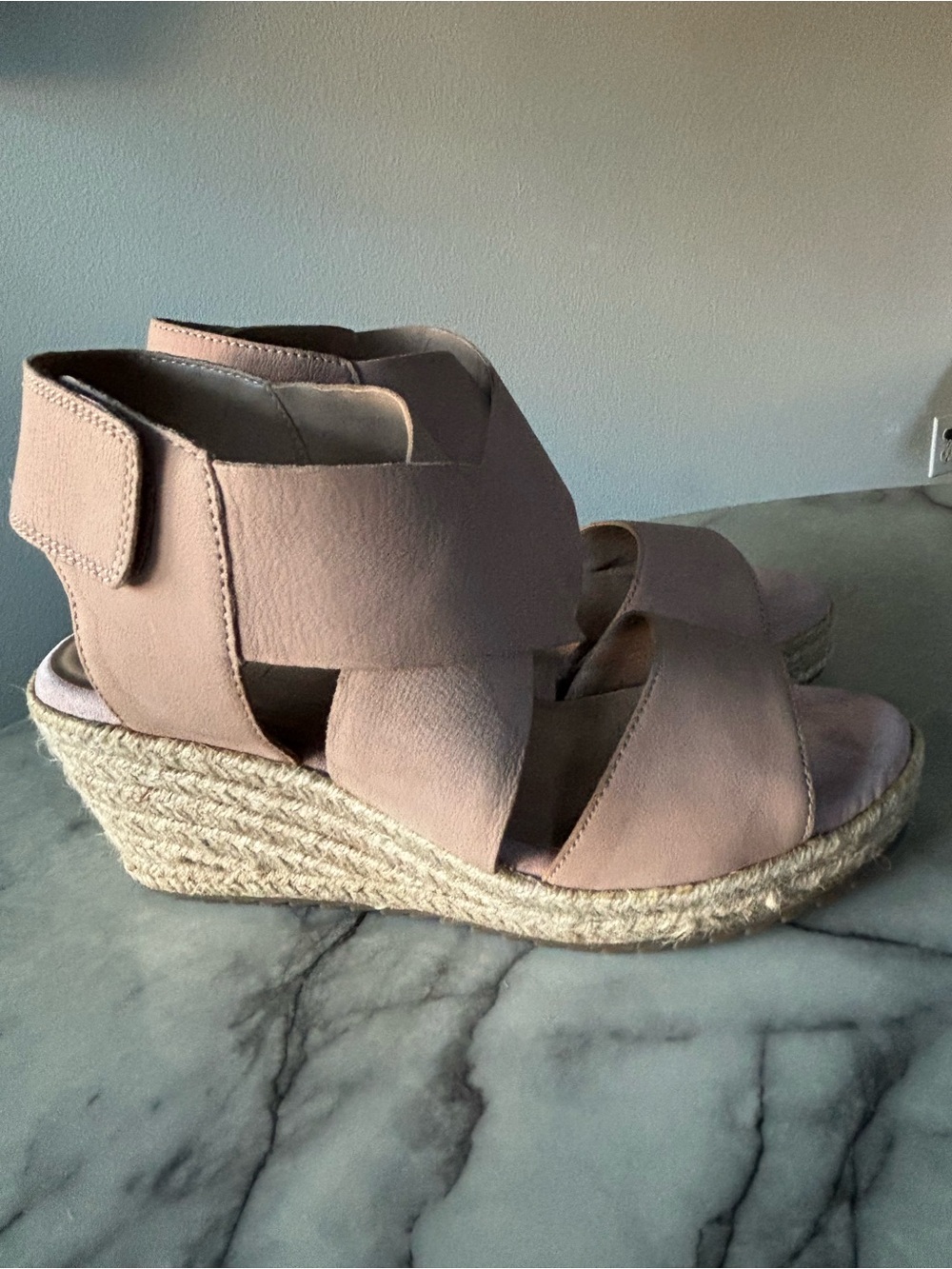 Women’s Blush Pink/Mauve/Taupe Wedge Sandals - Espadrille Platform Wedges